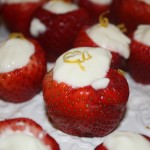 Simple Strawberries filled with fruit dip