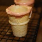 Dipped chocolate cones will be the glue that hold the cupcake onto the cone