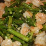 Asparagus dances with shrimp
