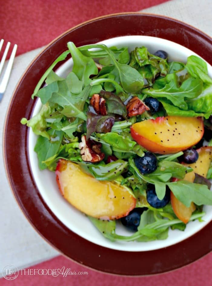 Light Poppy Seed Dressing with Greens & Summer Fruit