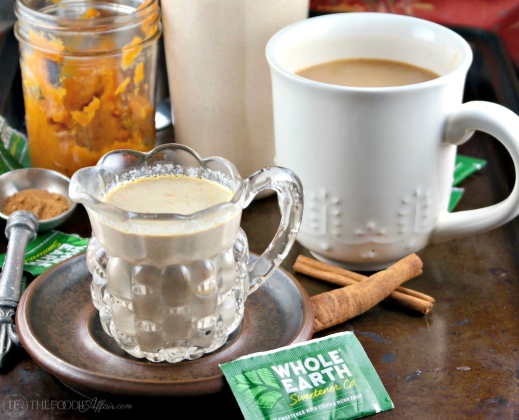 Low sugar homemade pumpkin spice coffee creamer #pumpkin #coffee #creamer #ad | thefoodieaffair.com