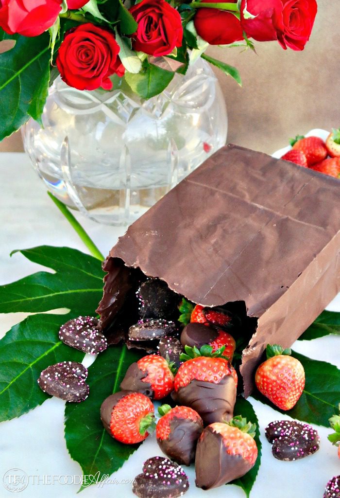 Chocolate Bag for Valentine&#39;s Day (with Strawberries & Cookies Falling Out)