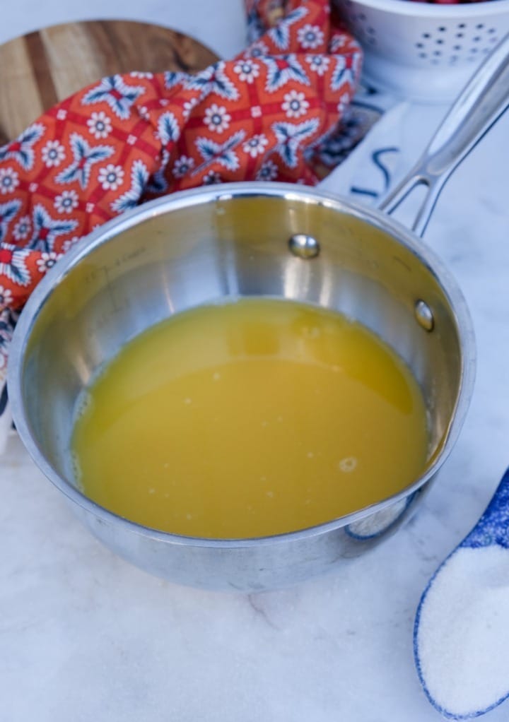 Orange juice and sugar in a small saucepan. 