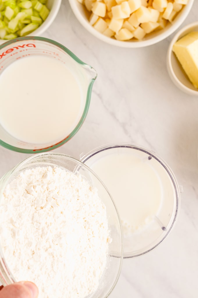 Ingredients to make popovers. 