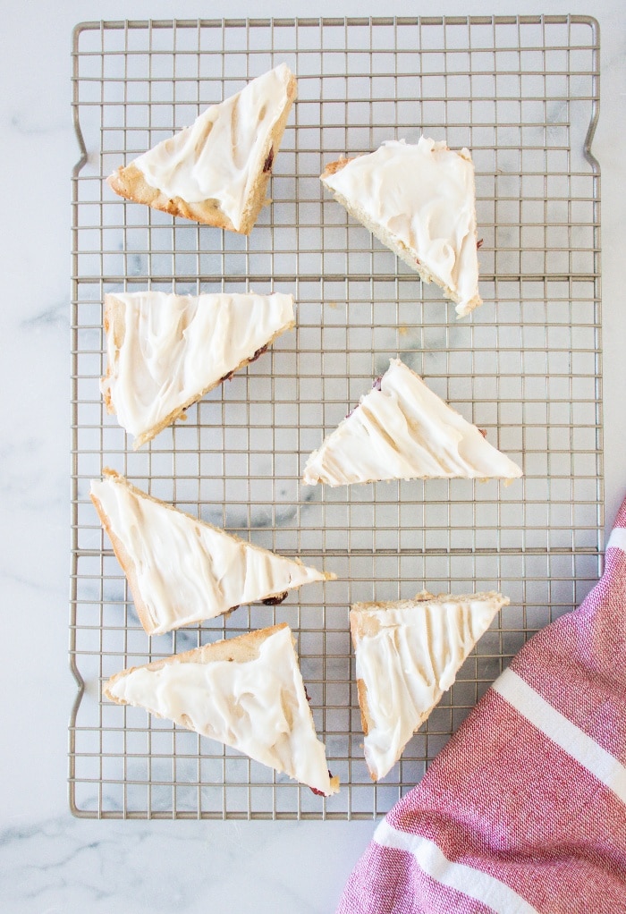 Cookie bars on a baking cooling rack.