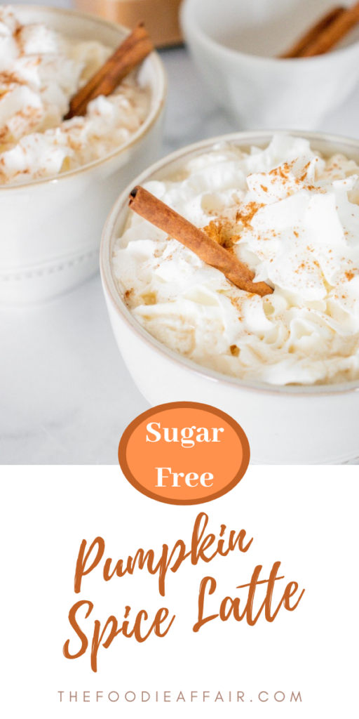 Homemade sugar free pumpkin spice latte recipe. Top with fresh whipped cream. 
