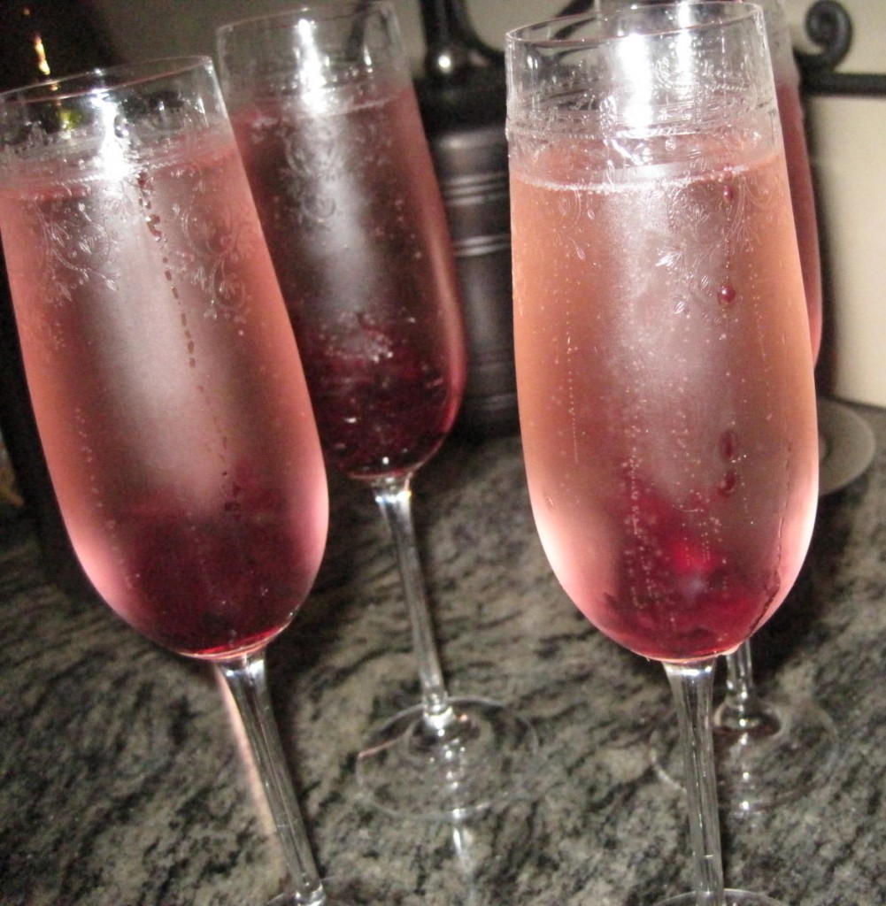 prosecco, homemade grenadine, sugar free. 