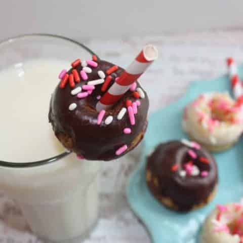 Baked Mini Donuts over a glass of milk