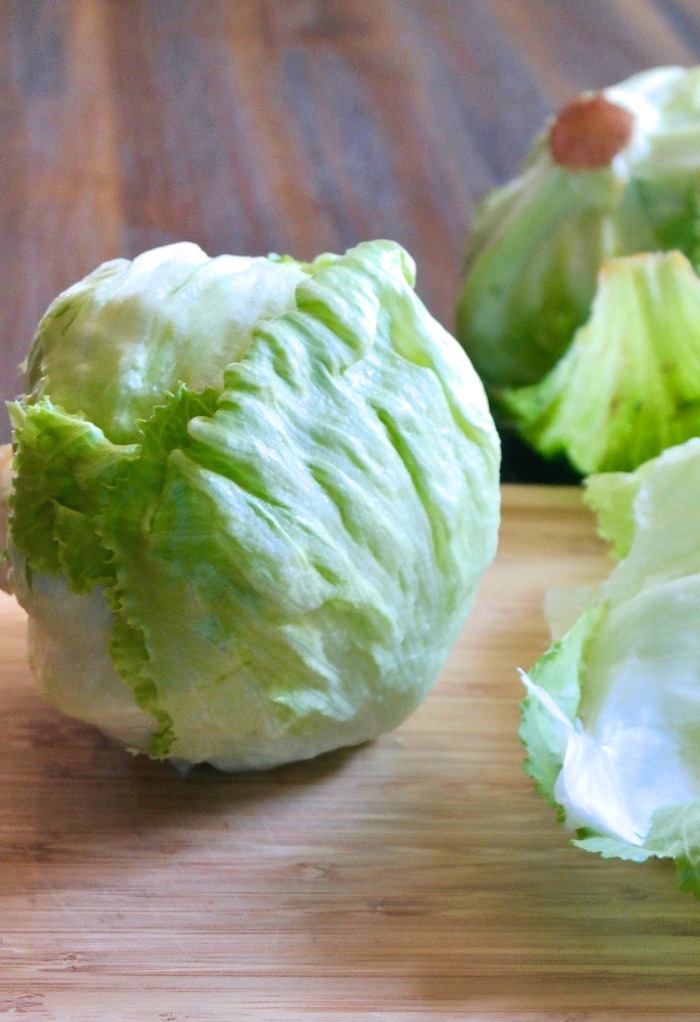 Preparing iceberg lettuce for salad