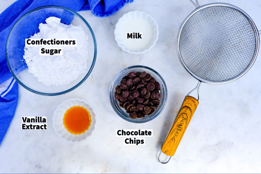 Ingredients to make a chocolate glaze. 