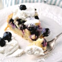 Slice of homemade blueberry coffee cake lightened up