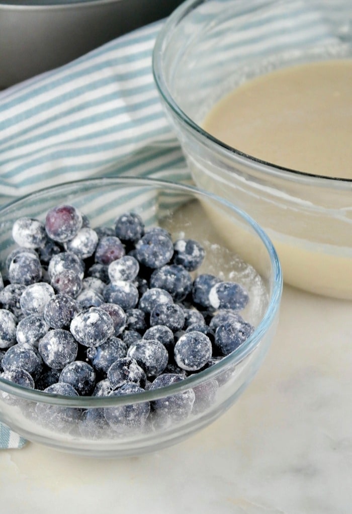 Fresh blueberries lightly coated with flour