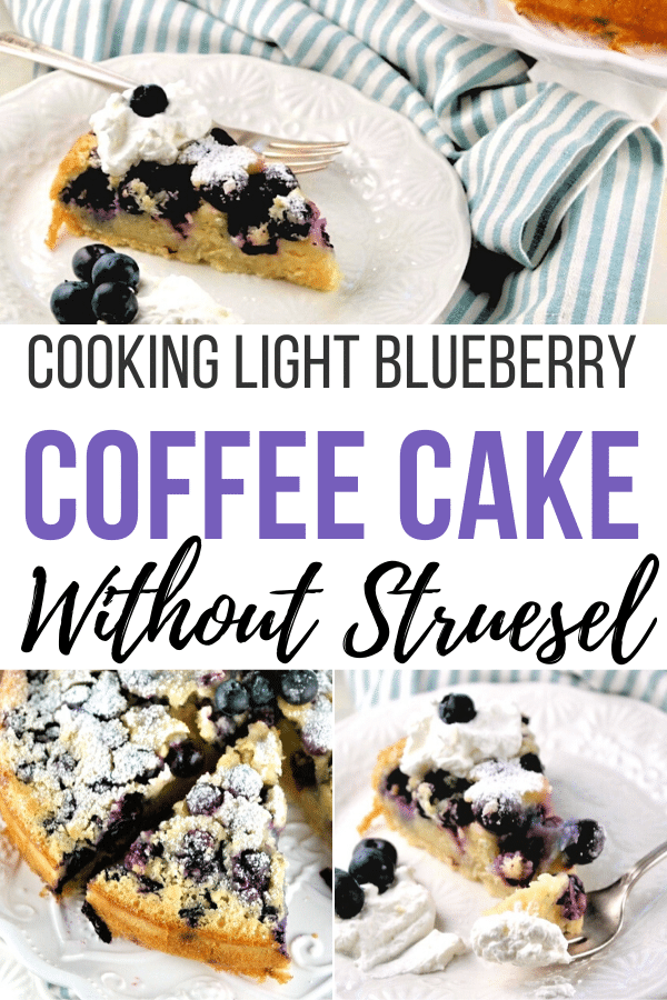 Homemade blueberry coffee cake with buttermilk and fresh blueberries. This cake is perfect for breakfast, brunch or afternoon teas. #coffeecake #cookinglight #lowsugar