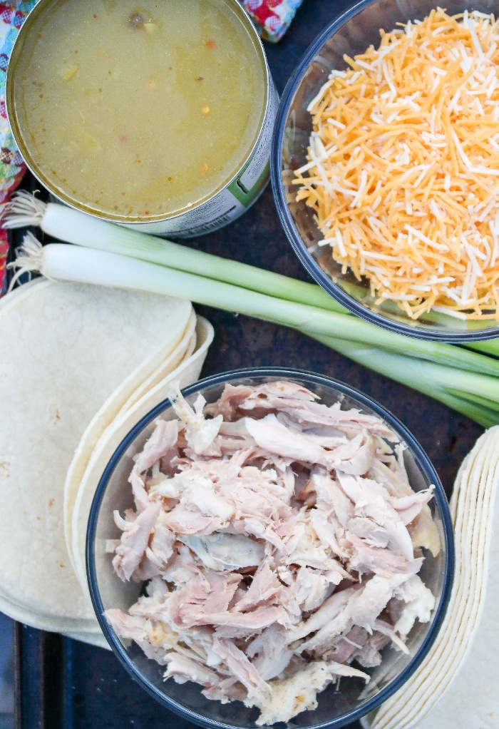 Ingredients for enchilada casserole dish.