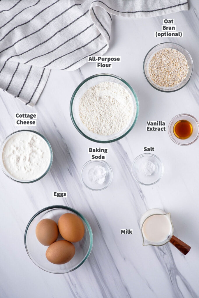 Ingredients to make cottage cheese pancakes. 