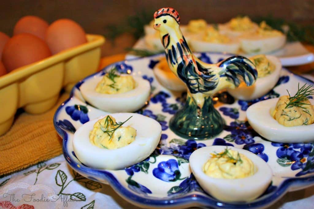 Dill Deviled Eggs with fresh herbs and Greek yogurt #eggs #Easter #recipe #dill | www.thefoodieaffair.com