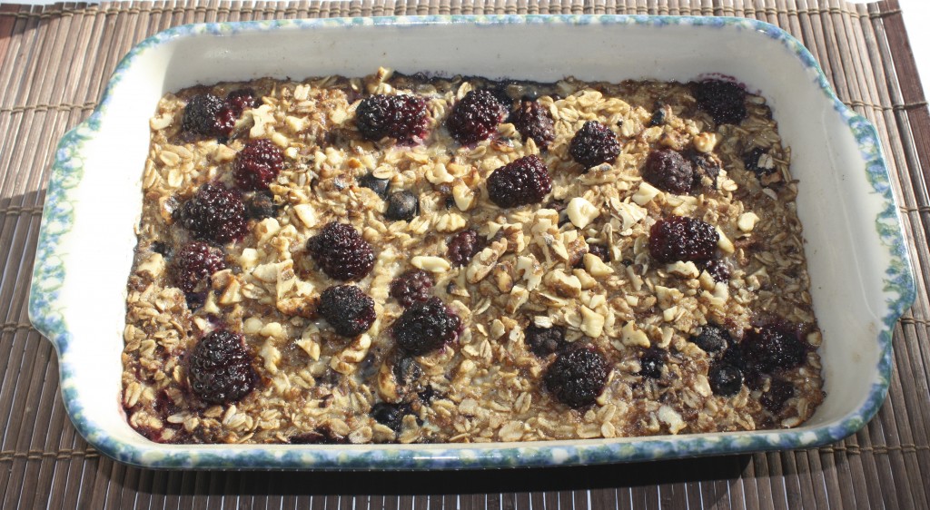 baked oatmeal gluten free in a casserole dish