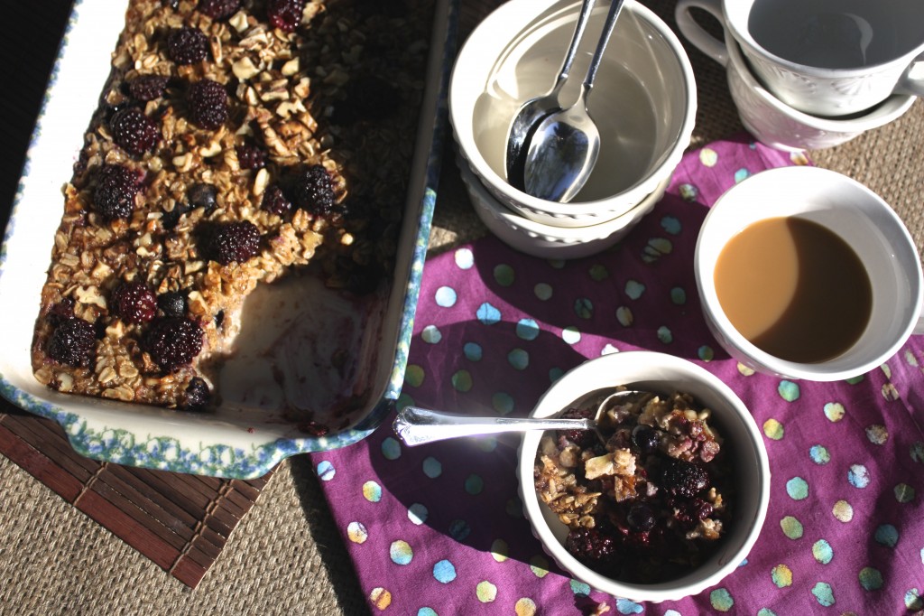 baked oatmeal gluten free with berries on top