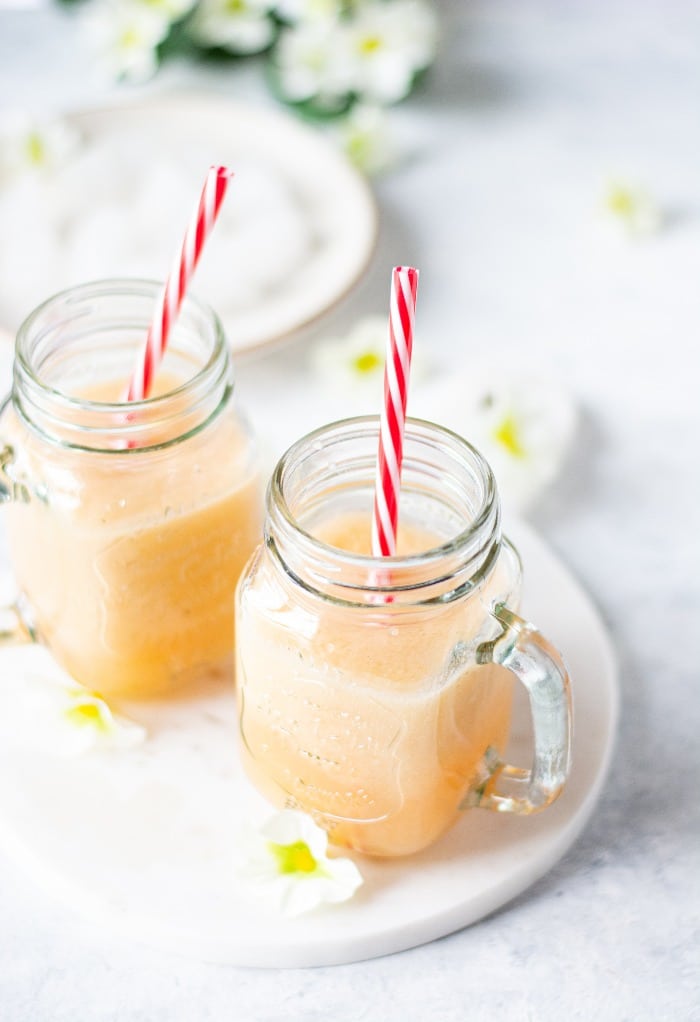 Smoothie made with pineapple and cantaloupe