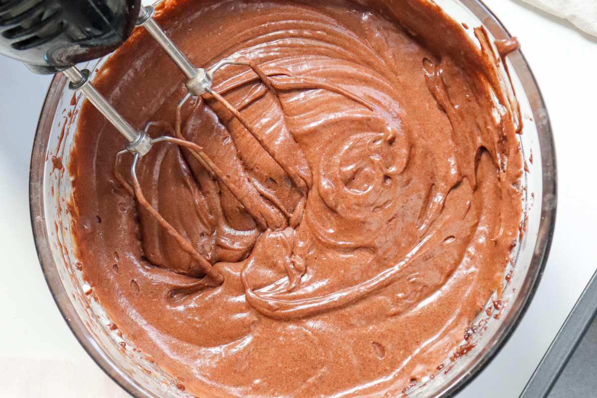 Chocolate batter for Texas sheet pan recipe. 