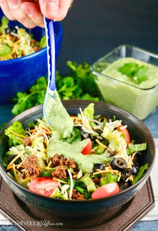 Taco Salad with a Simple Creamy Cilantro Dressing | The Foodie Affair