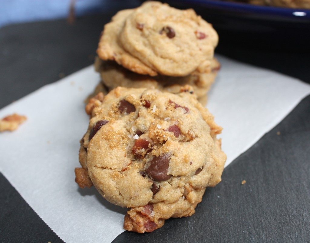 maple bacon cookies on parchment paper