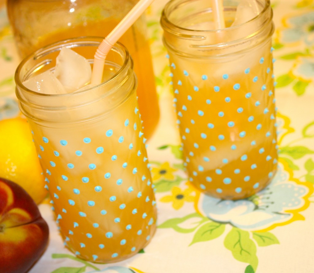 Homemade lemonade with DIY painted Jelly Jars