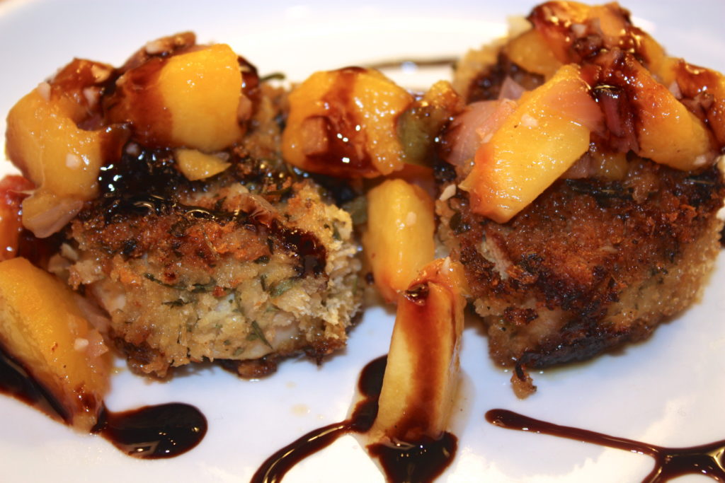 Pork Medallions with Peach Chutney topped with Balsamic Sauce