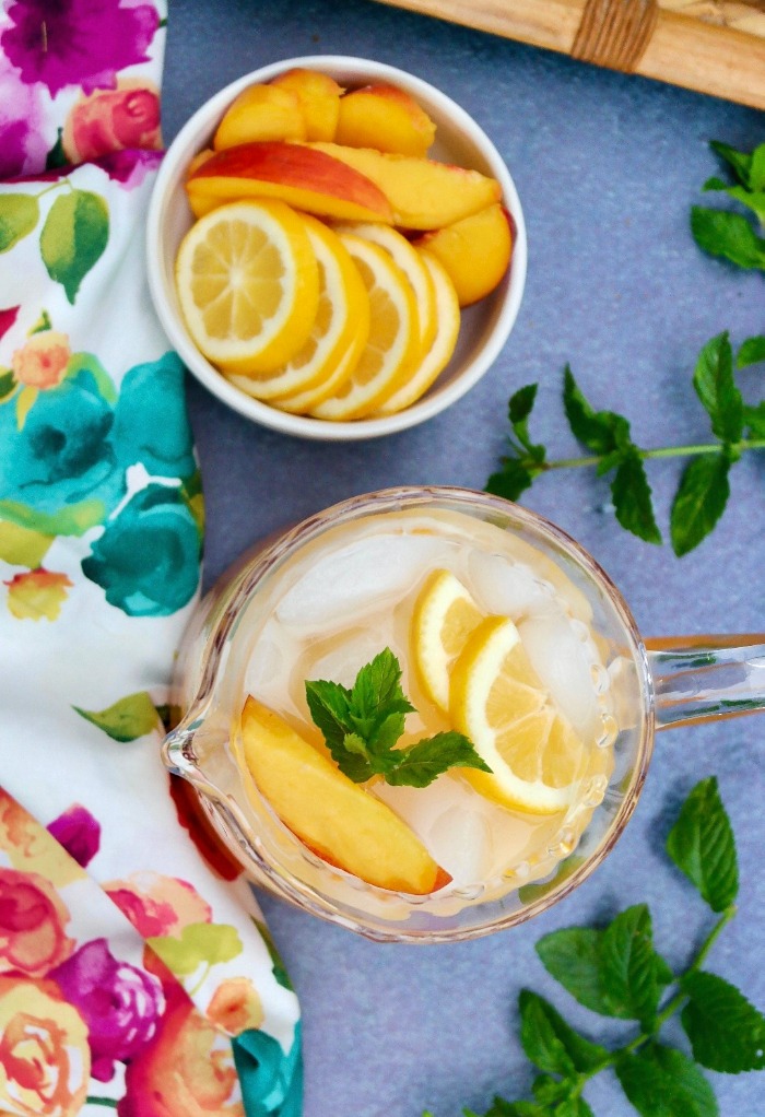 Top view of ingredients of a pitcher of lemonade