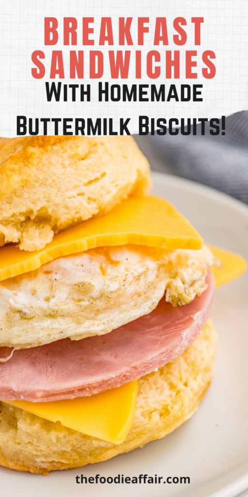 Breakfast sandwich made with homemade buttermilk biscuits, then filled with egg and cheese. #EasyRecipe #Breakfast #Brunch #MealPrep