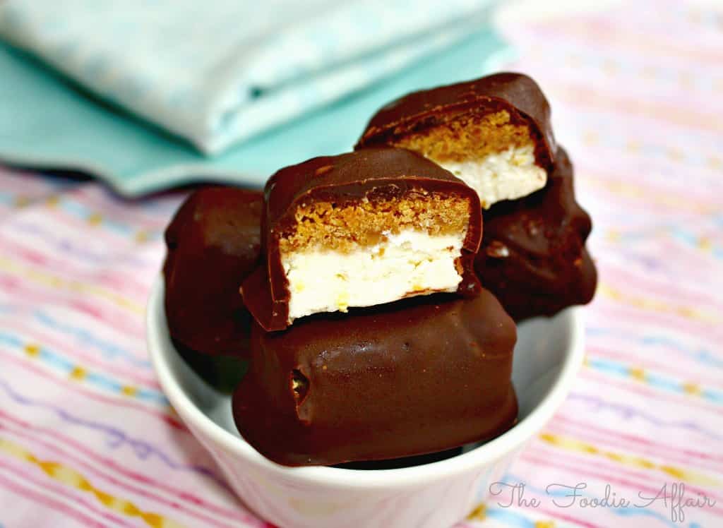 Chocolate Covered Cheesecake Bites