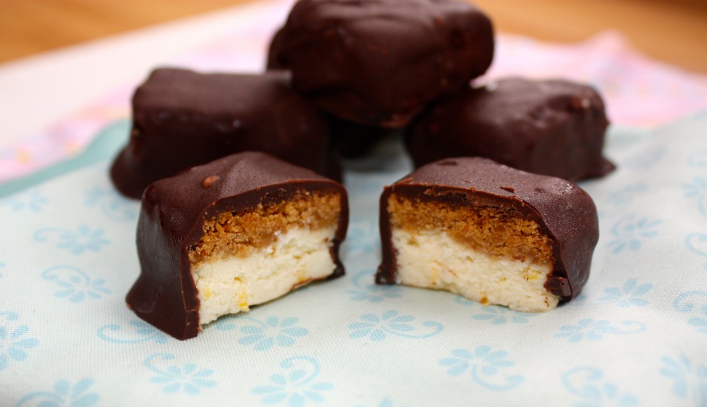 Chocolate Covered Cheesecake Bites