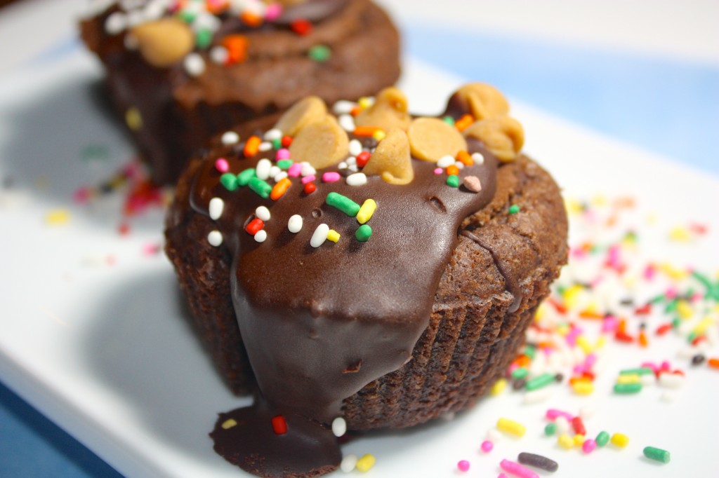 Decadent Brownie Cupcakes with a Reece's Peanut Butter Cup 