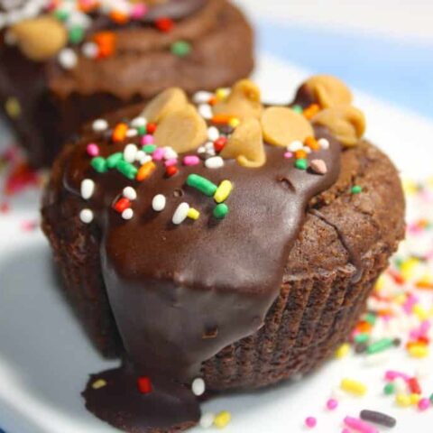 Decadent Brownie Cupcakes with a Reece's Peanut Butter Cup