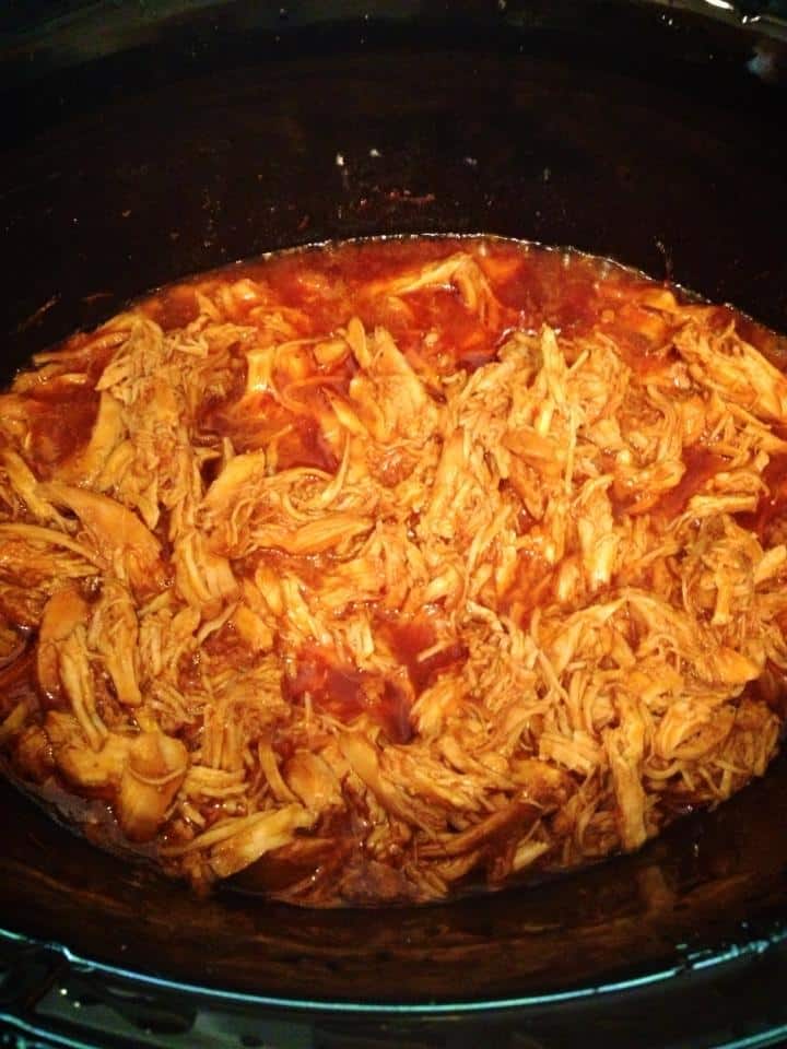 Shredded BBQ Chicken Crockpot Recipe with Pre-made Sauce