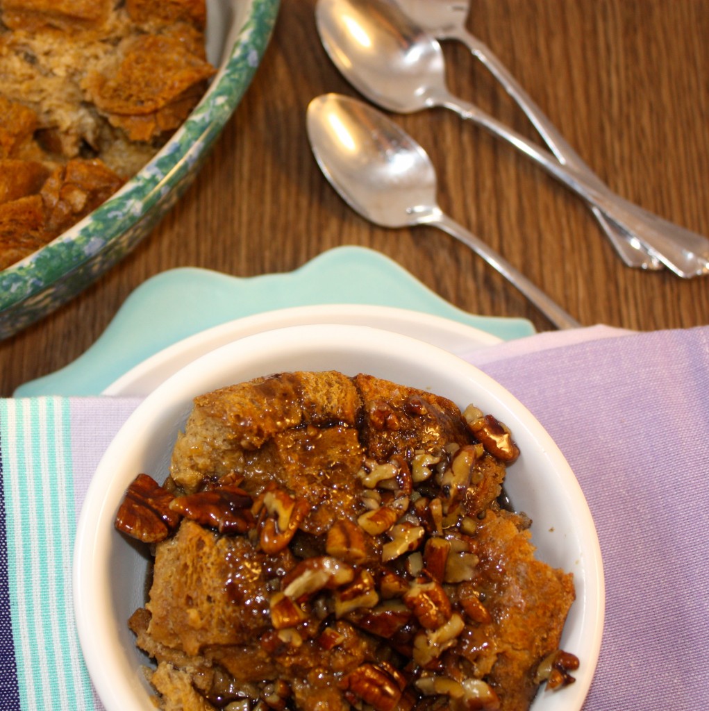 Bourbon Molasses Bread Pudding with Boozy Pecan Sauce - The Foodie Affair