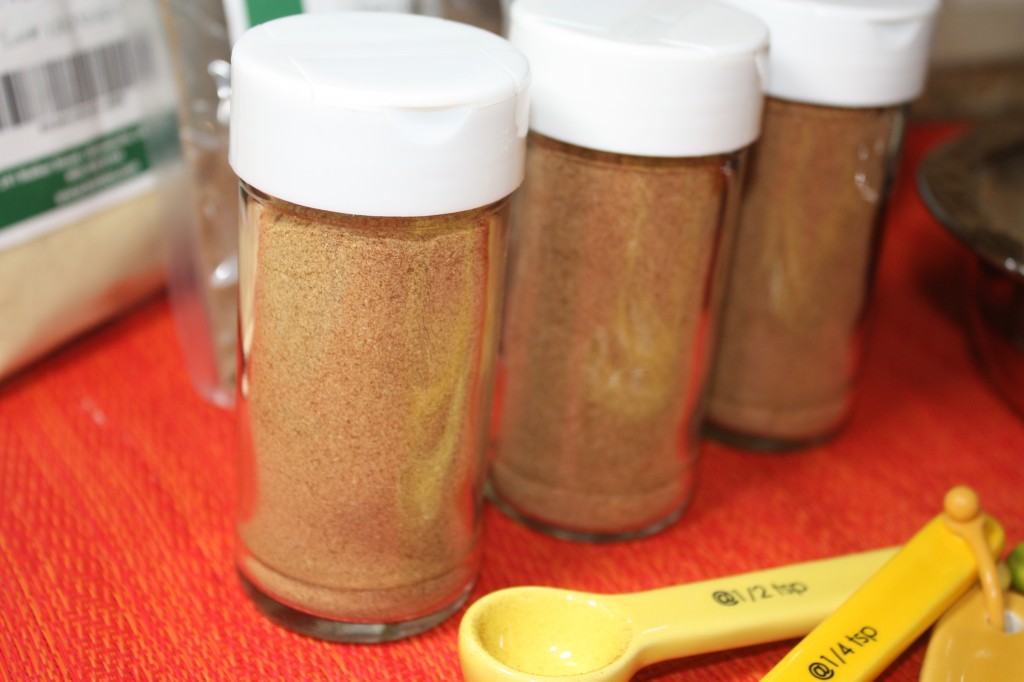 DIY Pumpkin Pie Spice Mix in clear jars