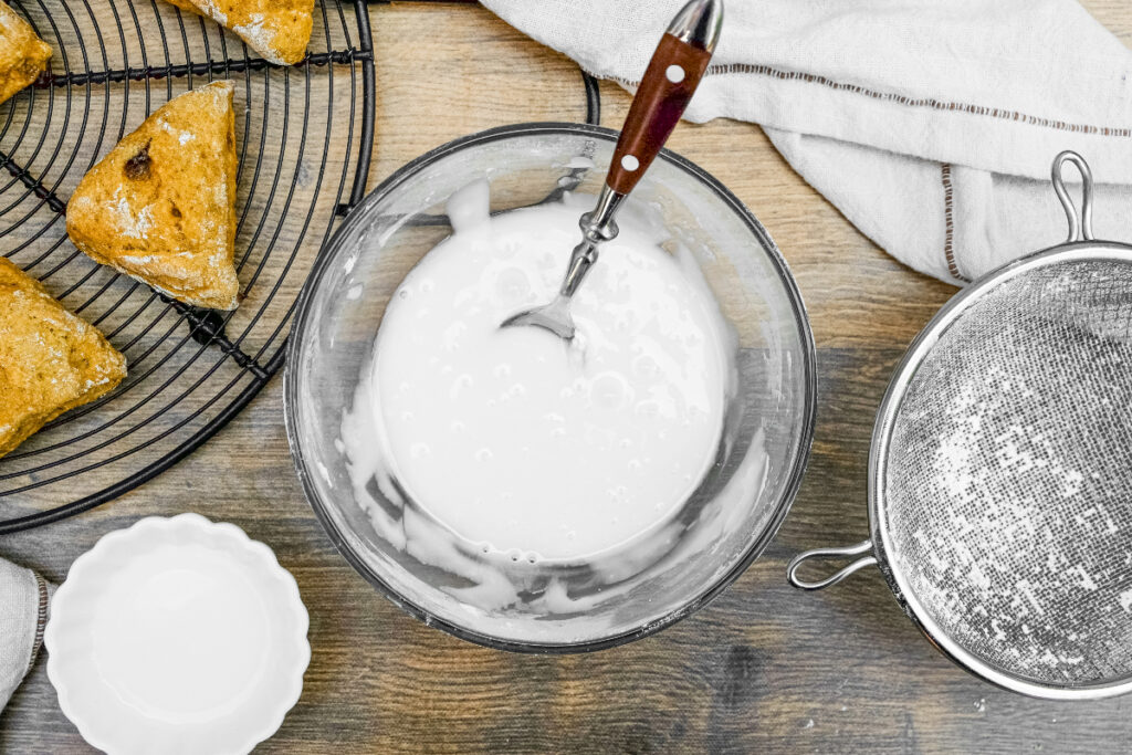 Glaze in a clear small mixing bowl.