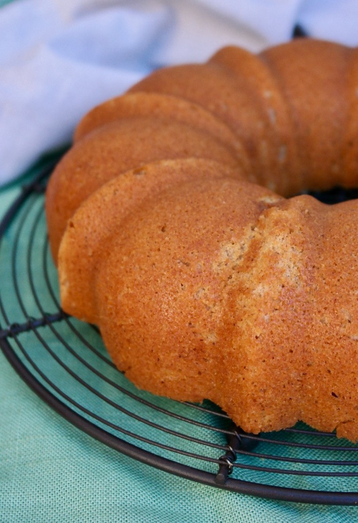 Spice cake cooling on a baking rack before adding icing. 