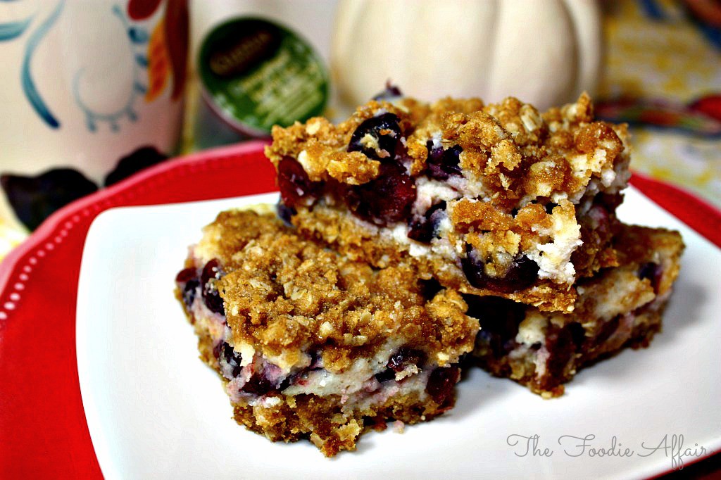 Cranberry Oatmeal Bars on a white plate. 