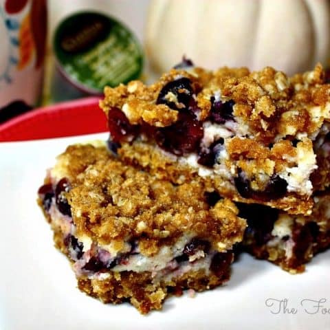 Cranberry Oatmeal Bars on a white plate.