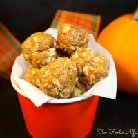 Pumpkin Protein Bites in an orange container