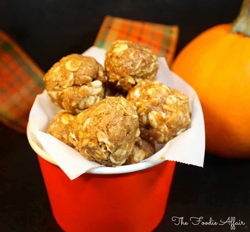 No Bake Pumpkin Protein Bites with Fall Flavored Spices