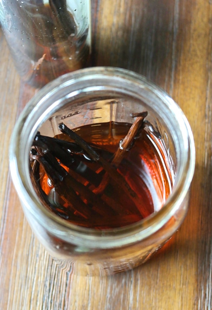 DIY vanilla extract in a large mason jar