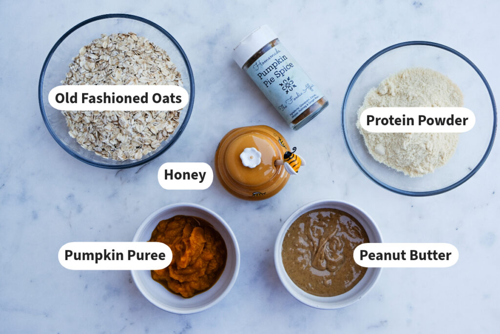 Ingredients to make pumpkin balls. 