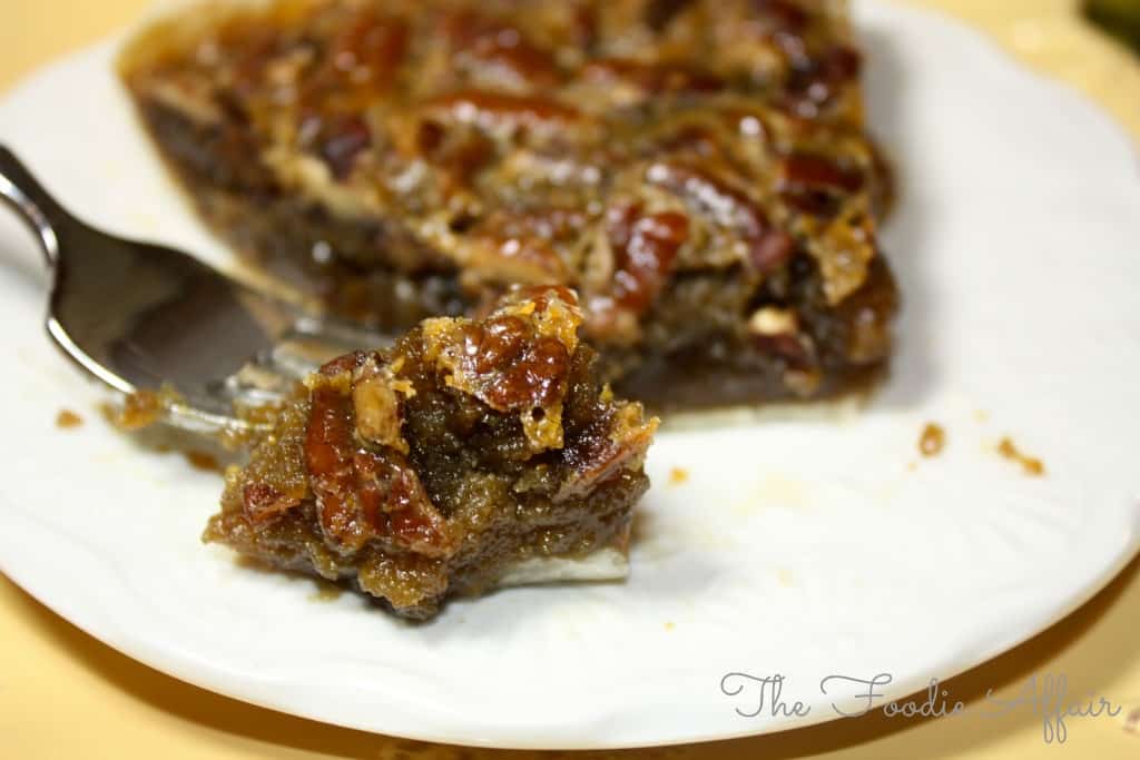 Pecan Pie on a serving dish. 