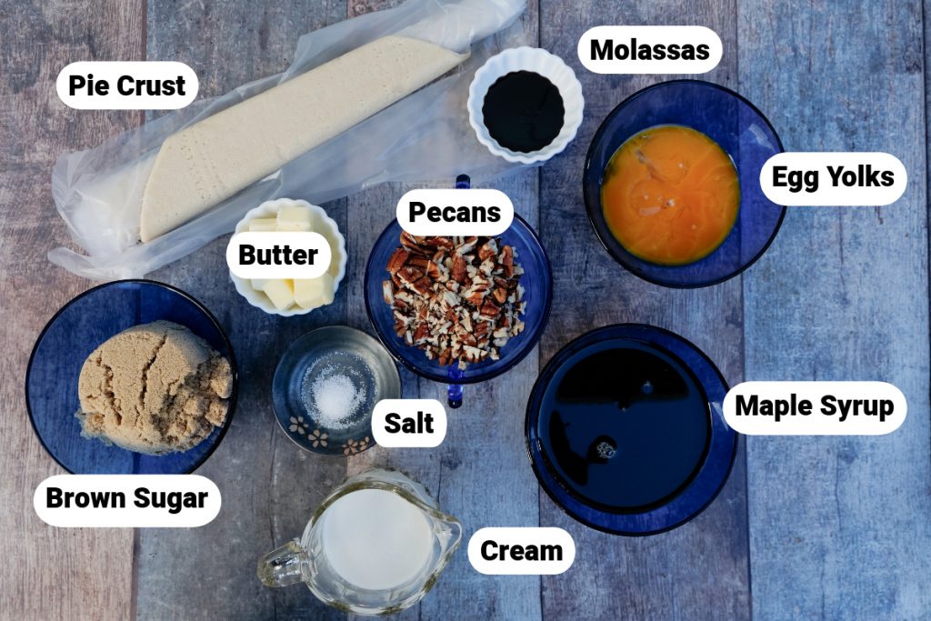 Ingredients for pecan pie. 