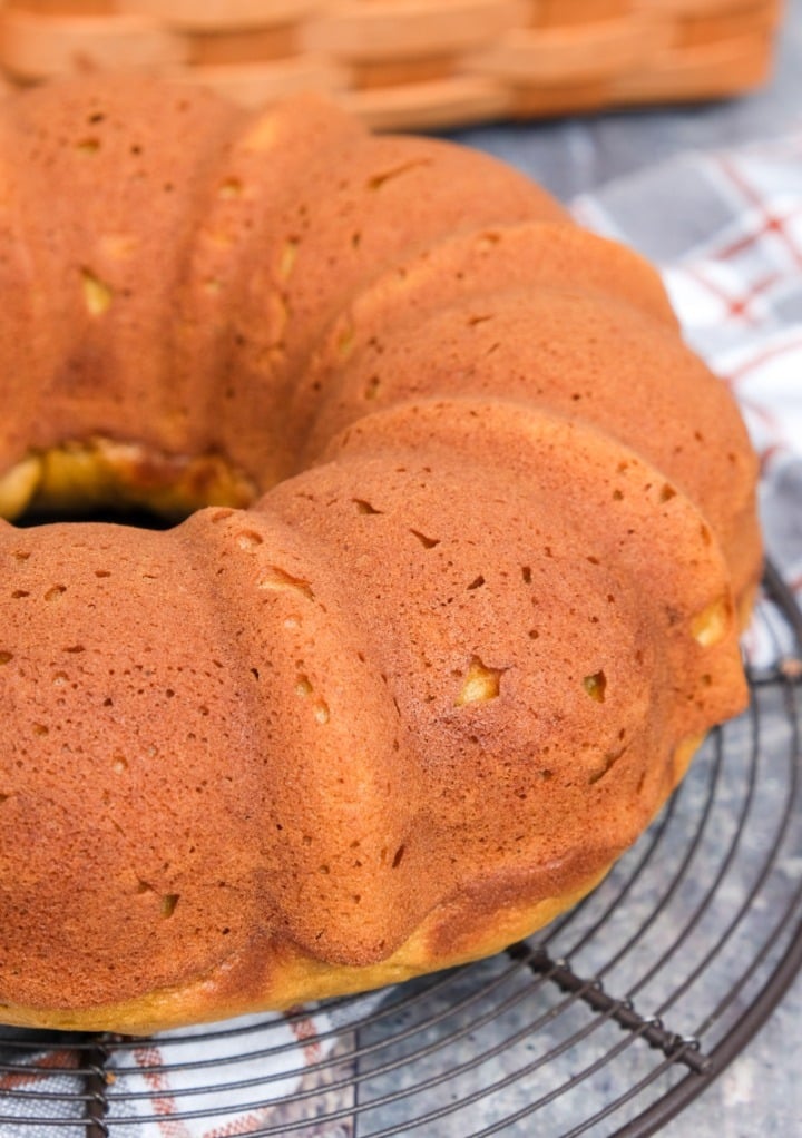 Cooled bundt cake before adding a glaze