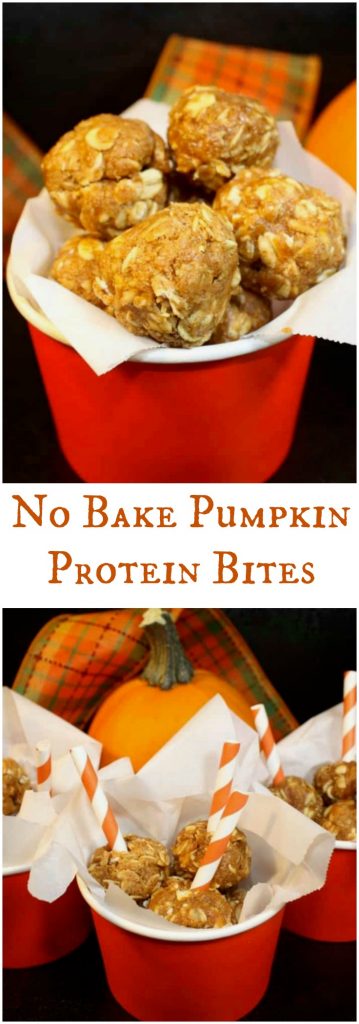 Fall favorite flavors are packed in these no-bake pumpkin protein bites! Enjoy these easy healthy snacks for after school, pre or post workout! #NoBake #Snack #PumpkinSpice | www.thefoodieaffair.com