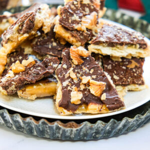 Brickle cookies on a platter ready to enjoy.